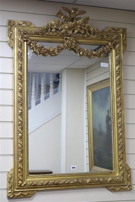 A Victorian carved giltwood and gesso wall mirror W.81cm.